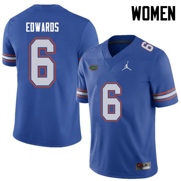 NCAA Florida Gators Brian Edwards Women's #6 Jordan Brand Royal Stitched Authentic College Football Jersey NTD5464PQ